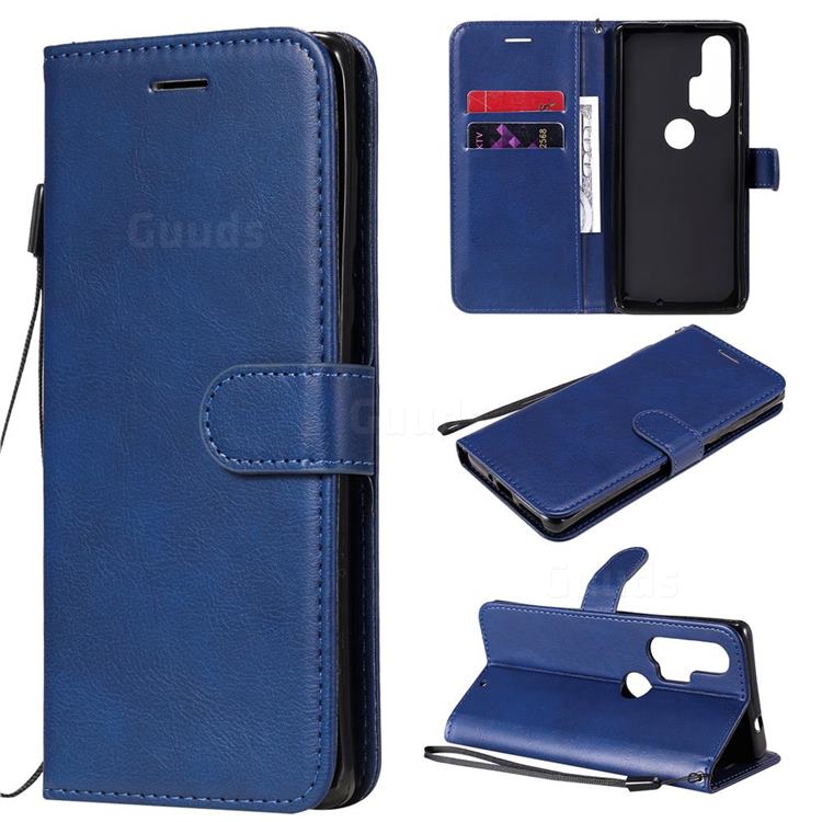 Retro Greek Classic Smooth PU Leather Wallet Phone Case for Moto Motorola Edge Plus - Blue