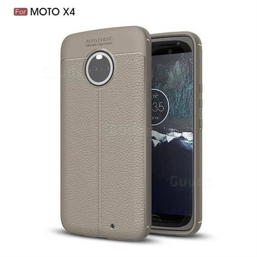 Luxury Auto Focus Litchi Texture Silicone TPU Back Cover for Motorola Moto X4 (4th gen.) - Gray