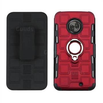 3 in 1 PC + Silicone Leather Phone Case for Motorola Moto X4 (4th gen.) - Red