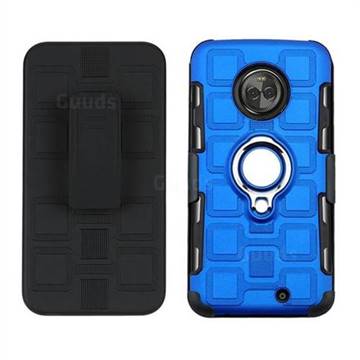 3 in 1 PC + Silicone Leather Phone Case for Motorola Moto X4 (4th gen.) - Dark Blue