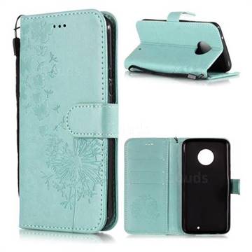 Intricate Embossing Dandelion Butterfly Leather Wallet Case for Motorola Moto X4 (4th gen.) - Green