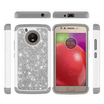 Glitter Rhinestone Bling Shock Absorbing Hybrid Defender Rugged Phone Case Cover for Motorola Moto E4 (USA) - Gray