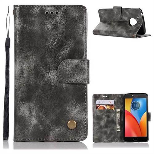 Luxury Retro Leather Wallet Case for Motorola Moto E4 (USA) - Gray