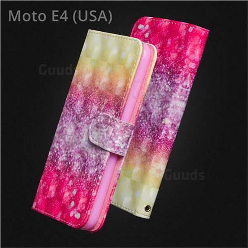 Gradient Rainbow 3D Painted Leather Wallet Case for Motorola Moto E4 (USA)