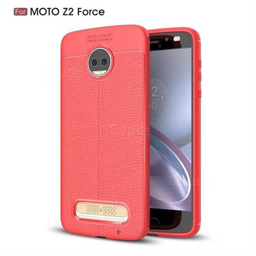 Luxury Auto Focus Litchi Texture Silicone TPU Back Cover for Motorola Moto Z2 Force - Red