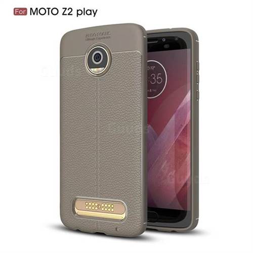 Luxury Auto Focus Litchi Texture Silicone TPU Back Cover for Motorola Moto Z2 Play - Gray