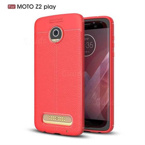 Luxury Auto Focus Litchi Texture Silicone TPU Back Cover for Motorola Moto Z2 Play - Red