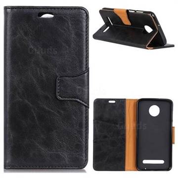 MURREN Luxury Crazy Horse PU Leather Wallet Phone Case for Motorola Moto Z2 Play - Black