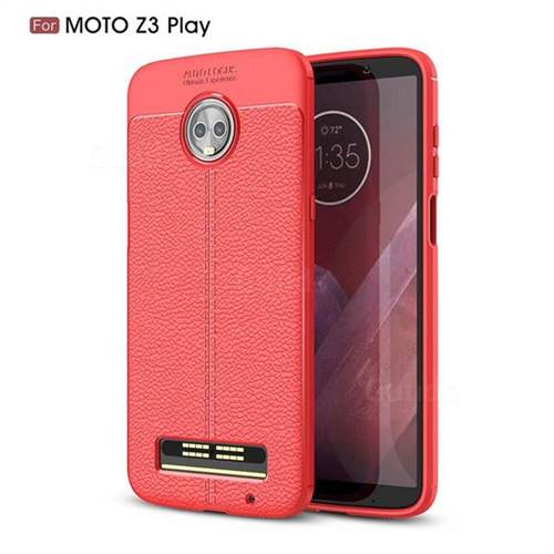 Luxury Auto Focus Litchi Texture Silicone TPU Back Cover for Motorola Moto Z3 Play - Red