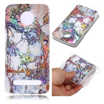 Gold Plating Marble Pattern Bright Color Laser Soft TPU Case for Motorola Moto Z3 Play