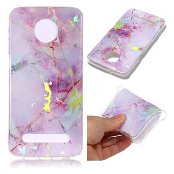 Pink Purple Marble Pattern Bright Color Laser Soft TPU Case for Motorola Moto Z3 Play
