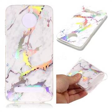 White Marble Pattern Bright Color Laser Soft TPU Case for Motorola Moto Z3 Play