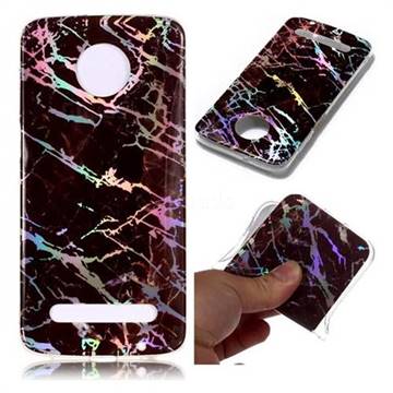 Black Brown Marble Pattern Bright Color Laser Soft TPU Case for Motorola Moto Z3 Play