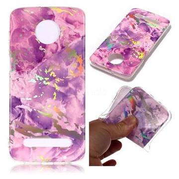 Purple Marble Pattern Bright Color Laser Soft TPU Case for Motorola Moto Z3 Play