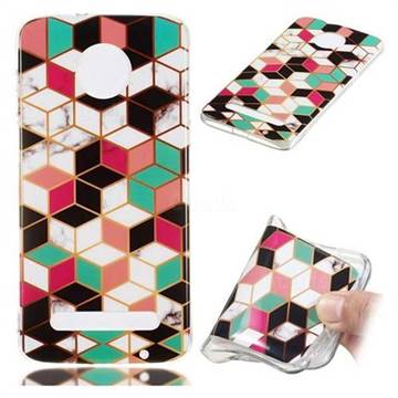 Three-dimensional Square Soft TPU Marble Pattern Phone Case for Motorola Moto Z3 Play