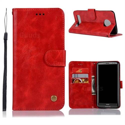 Luxury Retro Leather Wallet Case for Motorola Moto Z3 Play - Red