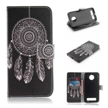 Black Wind Chimes PU Leather Wallet Case for Motorola Moto
