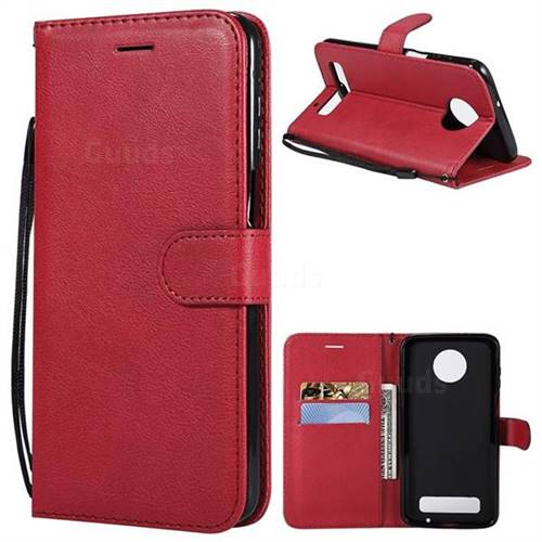Retro Greek Classic Smooth PU Leather Wallet Phone Case for Motorola Moto Z3 Play - Red
