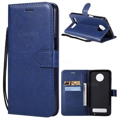 Retro Greek Classic Smooth PU Leather Wallet Phone Case for Motorola Moto Z3 Play - Blue
