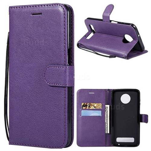 Retro Greek Classic Smooth PU Leather Wallet Phone Case for Motorola Moto Z3 Play - Purple