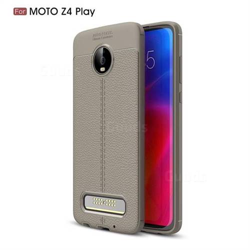 Luxury Auto Focus Litchi Texture Silicone TPU Back Cover for Motorola Moto Z4 Play - Gray