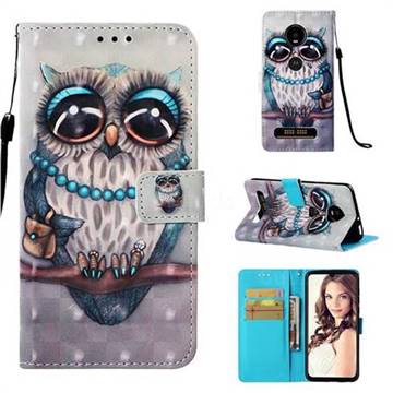 Sweet Gray Owl 3D Painted Leather Wallet Case for Motorola Moto Z4 Play