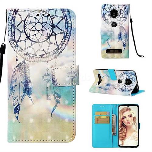 Fantasy Campanula 3D Painted Leather Wallet Case for Motorola Moto Z4 Play