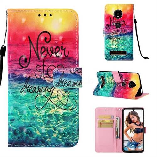 Colorful Dream Catcher 3D Painted Leather Wallet Case for Motorola Moto Z4 Play