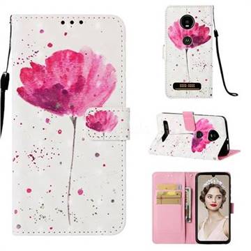 Watercolor 3D Painted Leather Wallet Case for Motorola Moto Z4 Play