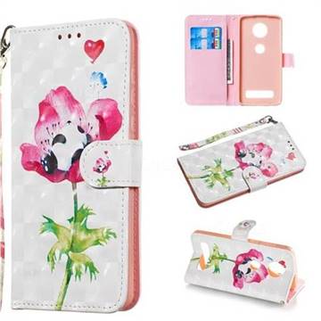 Flower Panda 3D Painted Leather Wallet Phone Case for Motorola Moto Z4 Play
