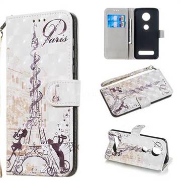 Tower Couple 3D Painted Leather Wallet Phone Case for Motorola Moto Z4 Play
