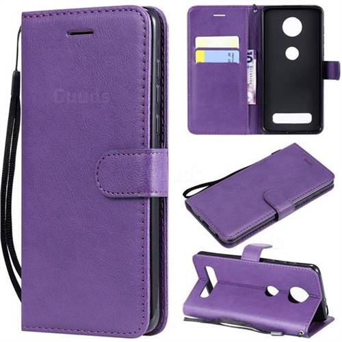 Retro Greek Classic Smooth PU Leather Wallet Phone Case for Motorola Moto Z4 Play - Purple