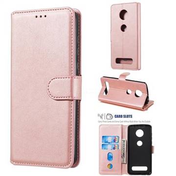 Retro Calf Matte Leather Wallet Phone Case for Motorola Moto Z4 Play - Pink