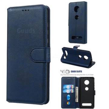 Retro Calf Matte Leather Wallet Phone Case for Motorola Moto Z4 Play - Blue