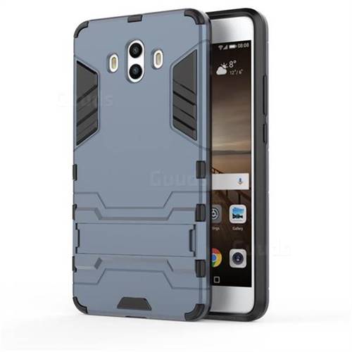 Armor Premium Tactical Grip Kickstand Shockproof Dual Layer Rugged Hard Cover for Huawei Mate 10 (5.9 inch, front Fingerprint) - Navy