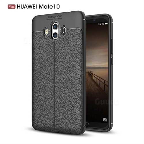 Luxury Auto Focus Litchi Texture Silicone TPU Back Cover for Huawei Mate 10 (5.9 inch, front Fingerprint) - Black