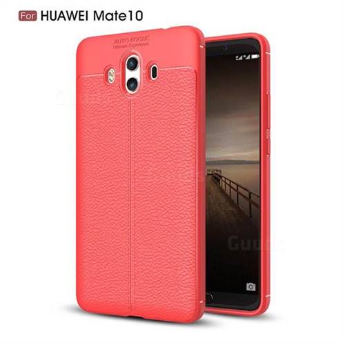 Luxury Auto Focus Litchi Texture Silicone TPU Back Cover for Huawei Mate 10 (5.9 inch, front Fingerprint) - Red
