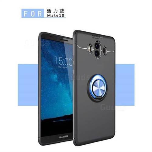 Auto Focus Invisible Ring Holder Soft Phone Case for Huawei Mate 10 (5.9 inch, front Fingerprint) - Black Blue