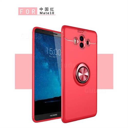 Auto Focus Invisible Ring Holder Soft Phone Case for Huawei Mate 10 (5.9 inch, front Fingerprint) - Red
