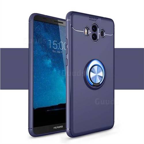 Auto Focus Invisible Ring Holder Soft Phone Case for Huawei Mate 10 (5.9 inch, front Fingerprint) - Blue