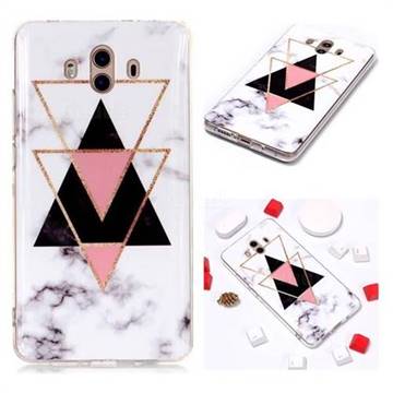 Inverted Triangle Black Soft TPU Marble Pattern Phone Case for Huawei Mate 10 (5.9 inch, front Fingerprint)