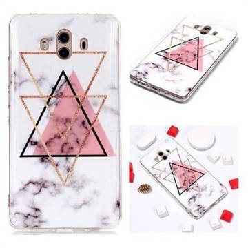 Inverted Triangle Powder Soft TPU Marble Pattern Phone Case for Huawei Mate 10 (5.9 inch, front Fingerprint)