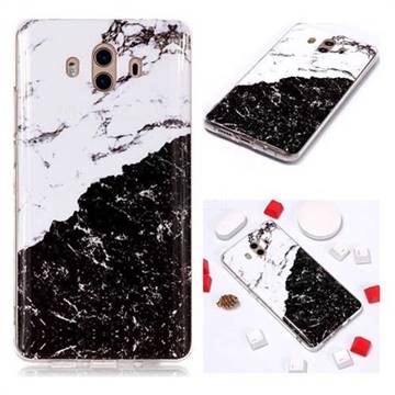 Black and White Soft TPU Marble Pattern Phone Case for Huawei Mate 10 (5.9 inch, front Fingerprint)