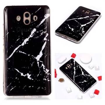 Black Rough white Soft TPU Marble Pattern Phone Case for Huawei Mate 10 (5.9 inch, front Fingerprint)