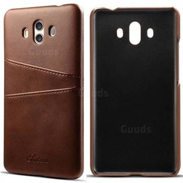 Suteni Retro Classic Card Slots Calf Leather Coated Back Cover for Huawei Mate 10 (5.9 inch, front Fingerprint) - Brown