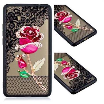 Rose Lace Diamond Flower Soft TPU Back Cover for Huawei Mate 10 (5.9 inch, front Fingerprint)