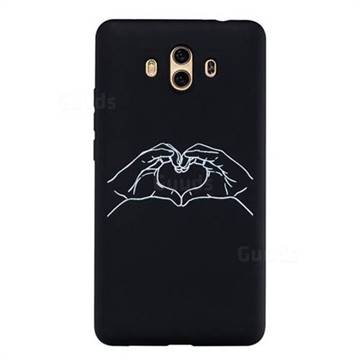 Heart Hand Stick Figure Matte Black TPU Phone Cover for Huawei Mate 10 (5.9 inch, front Fingerprint)