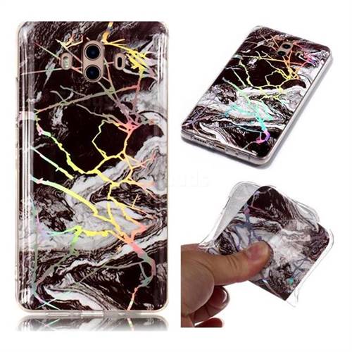 White Black Marble Pattern Bright Color Laser Soft TPU Case for Huawei Mate 10 (5.9 inch, front Fingerprint)