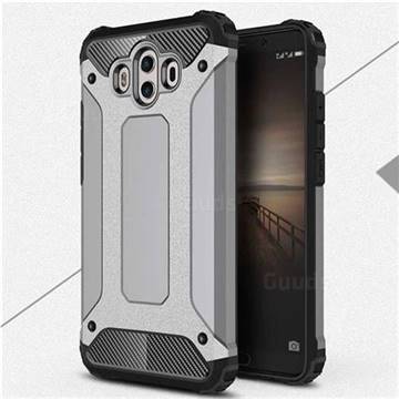 King Kong Armor Premium Shockproof Dual Layer Rugged Hard Cover for Huawei Mate 10 (5.9 inch, front Fingerprint) - Silver Grey