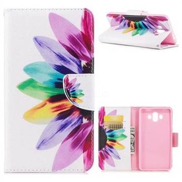 Seven-color Flowers Leather Wallet Case for Huawei Mate 10 (5.9 inch, front Fingerprint)